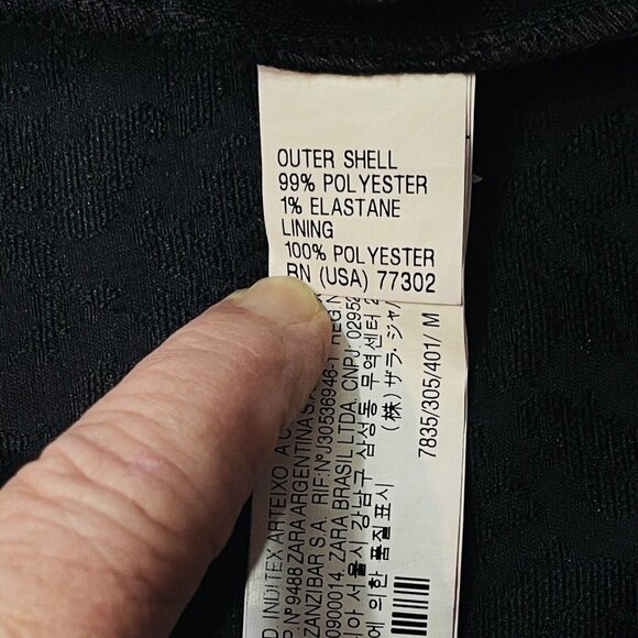 ZARA Basic Black Jacquard Pencil Sheath Dress Women Medium Peplum Cocktail Party - Picture 8 of 12